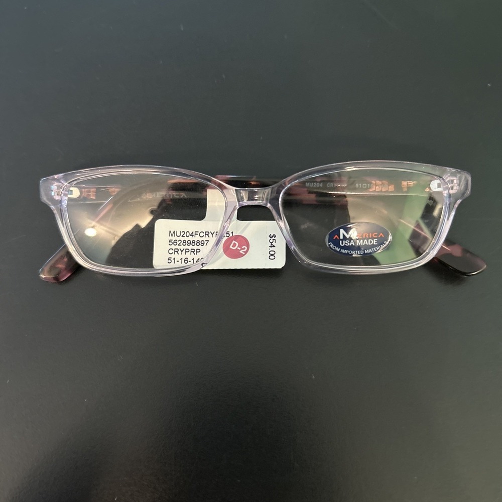 M America Eyeglasses MU204 51-16-140 Purple Clear Cryprp Frames Only NWT